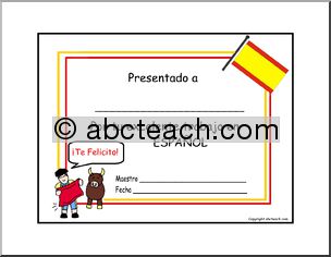 Certificate: Spanish (from male teacher)