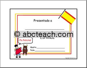 Certificate: Spanish (from female teacher)