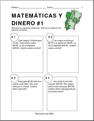 MatemÃ¡ticas – Practicando con dinero. Spanish