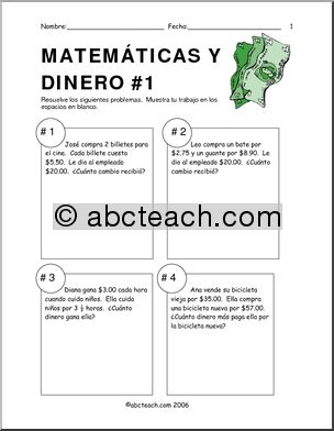 MatemÃ¡ticas – Practicando con dinero. Spanish