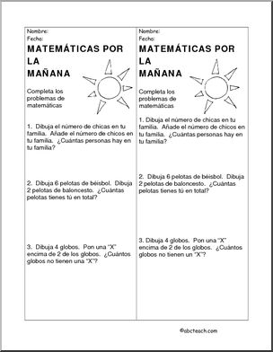 Spanish:  MatemÂ·ticas – Problemas de calentamiento para cada maÃ’ana 3.