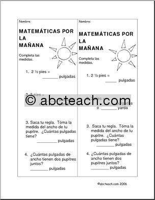 Spanish: MatemÂ·ticas por la maÃ’ana – Las medidas 3. Elementaria.