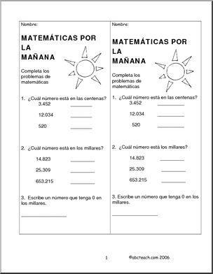 MatemÃ¡ticas – Sistema de valores 4. Spanish