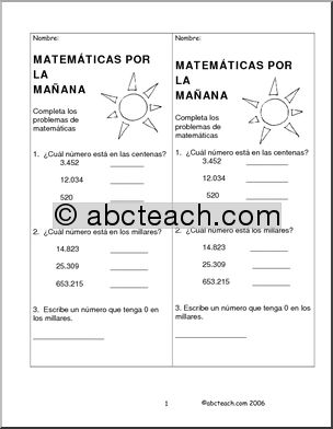 MatemÃ¡ticas – Sistema de valores 4. Spanish