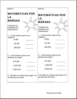 MatemÃ¡ticas – Sistema de valores 5. Spanish