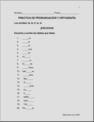 Spanish: Pronunciation & Spelling –  “fa,fe,fi,fo,fu”