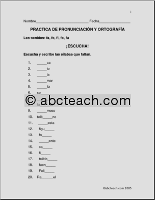 Spanish: Pronunciation & Spelling –  “fa,fe,fi,fo,fu”