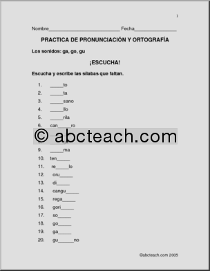Spanish: Pronunciation & Spelling- “ga,go,gu”