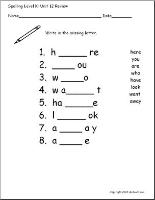Spelling Level K, Review Units 7-11