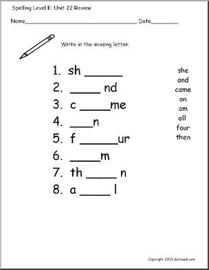 Spelling Level K, Review Units 18-21