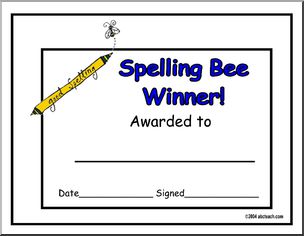 Certificate: Spelling Bee Winner (multi-age)