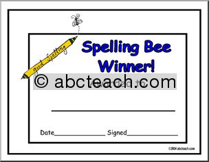 Certificate: Spelling Bee Winner (multi-age)