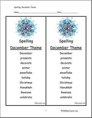 Spelling: December (primary)