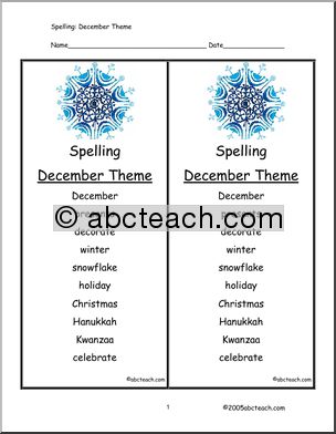 Spelling: December (primary)
