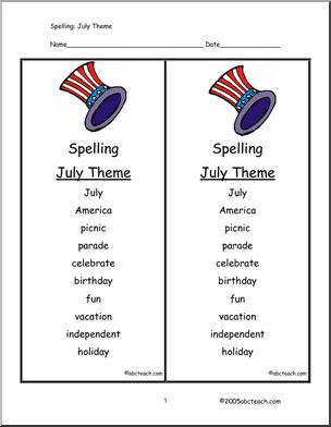 Spelling: July (primary)
