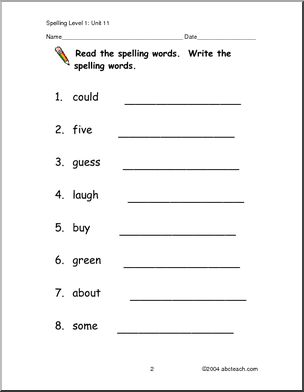 Spelling Level 1, unit 11 (primary)