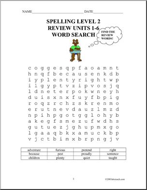 Spelling Level 2, unit 7 (review units 1-6)