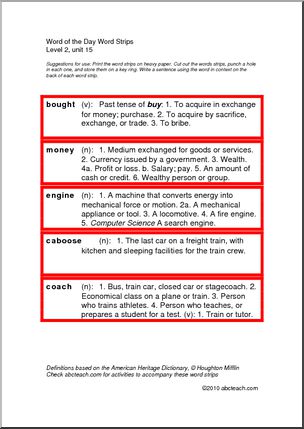 Spelling Level 2, unit 15 – word strips (elementary)