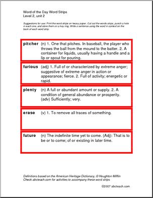 Spelling Level 2, unit 2 – word strips (elementary)