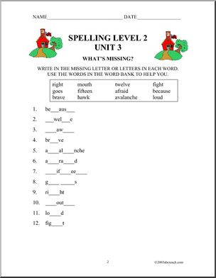 Spelling Level 2, unit 3 (elementary)