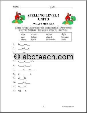 Spelling Level 2, unit 3 (elementary)