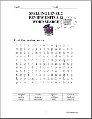 Spelling Level 2, Review Units 8-13 (elementary)