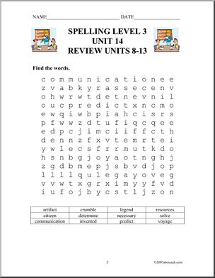 Spelling Level 3, unit 14 (review 8-13)