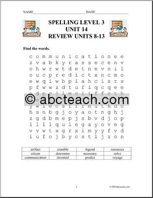 Spelling Level 3, unit 14 (review 8-13)