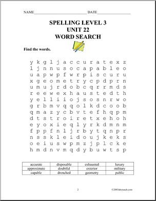 3rd Grade Spelling Unit, set 22