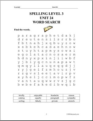 3rd Grade Spelling Unit, set 24