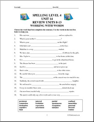 Spelling Level 4, unit 14 (review units 8-13) (high school-adult)