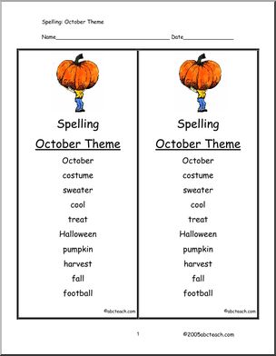 Spelling: October (primary)
