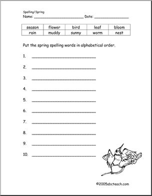 Spelling: Spring Theme (primary/elem)