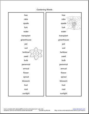 Spelling List: Gardening Vocabulary