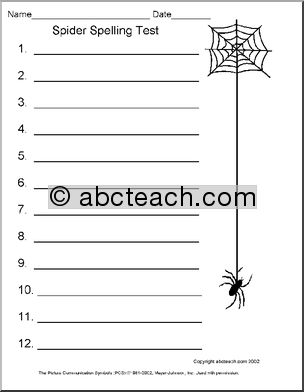 Form: Spelling Test – Spider theme
