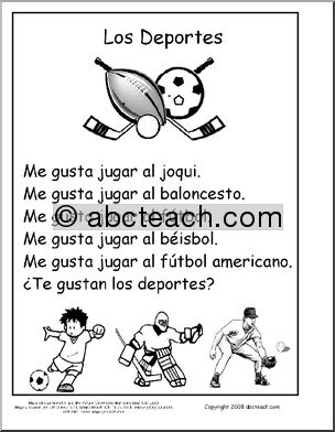 Spanish: Vocabulario – Deportes (primaria)