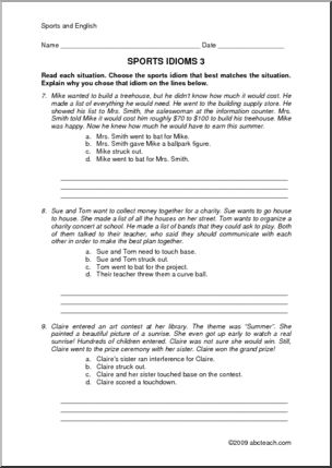 Idiom Game With Supplement Worksheets (Soccer Themed)