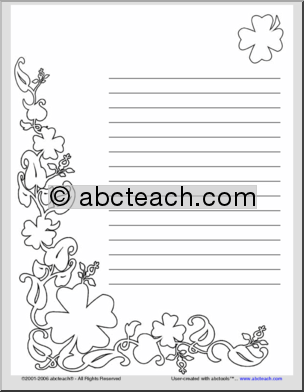 Four-Leaf Clover Border (with lines) Writing Paper