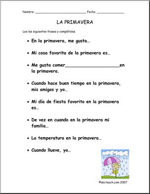 Spanish: La primavera (elementaria/secundaria)