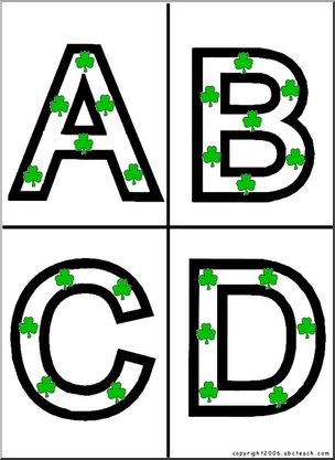 Alphabet Letter Patterns: Shamrocks (color)