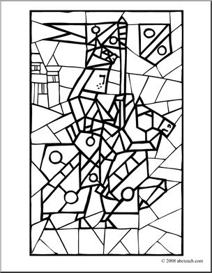 Clip Art: Stained Glass: Knight (coloring page)