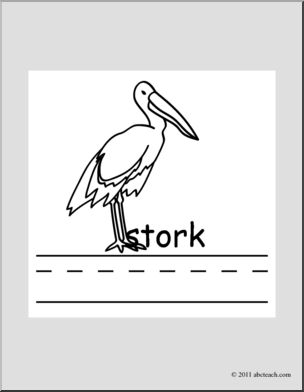 Clip Art: Basic Words: Stork B&W (poster)