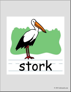 Clip Art: Basic Words: Stork Color (poster)