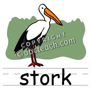 Clip Art: Basic Words: Stork Color (poster)