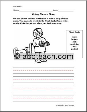 Occupations – Nurse (primary) Color and Write