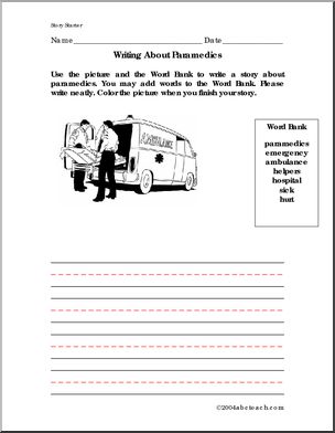 Occupations – Paramedics (primary) Color and Write