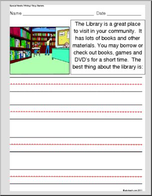 Special Needs: Writing; Story Starters “Library” (elem)