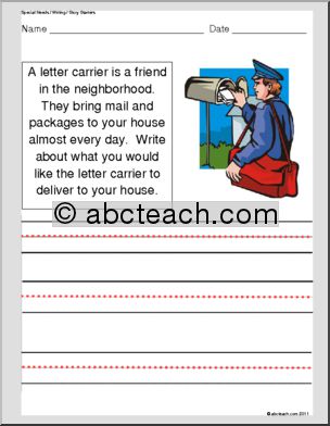 Special Needs: Writing; Story Starters “Mail Delivery” (elem)