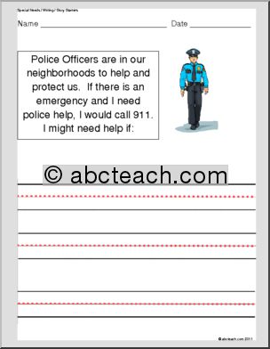 Special Needs: Writing; Story Starters “Calling the Police” (elem)