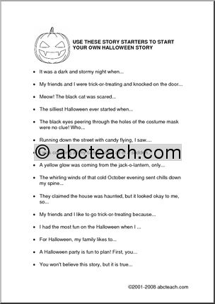Story Starters: Halloween (elementary)